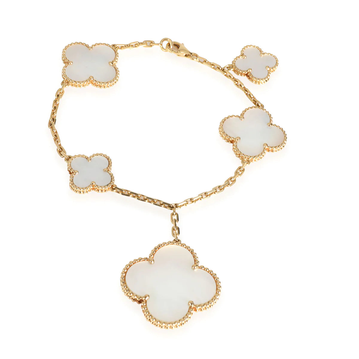 VCA MAGIC CLOVER MOP GOLD BRACELET 5 MOTIFS