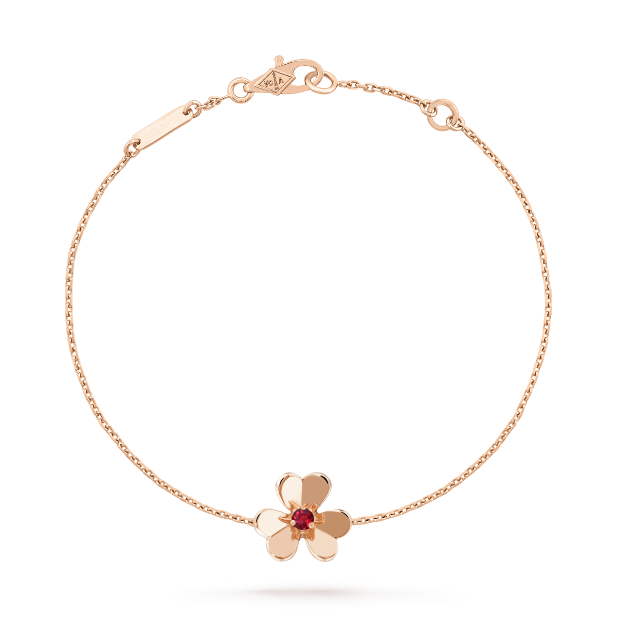 VCA FRIVOLE GOLD FLOWER PINK MALACHITE BRACELET